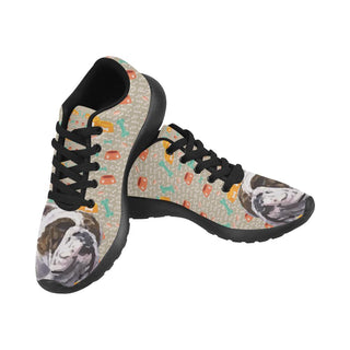 English Bulldog Black Sneakers for Women - TeeAmazing