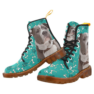 Staffordshire Bull Terrier Black Boots For Women - TeeAmazing