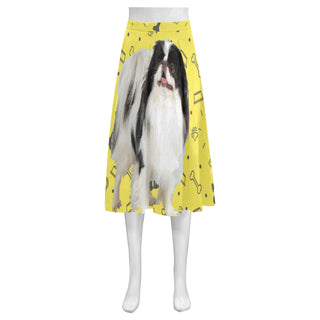 Japanese Chin Dog Mnemosyne Women's Crepe Skirt (Model D16) - TeeAmazing