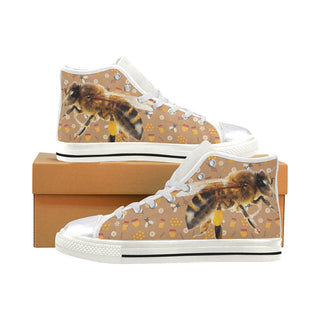 Queen Bee White Women's Classic High Top Canvas Shoes - TeeAmazing