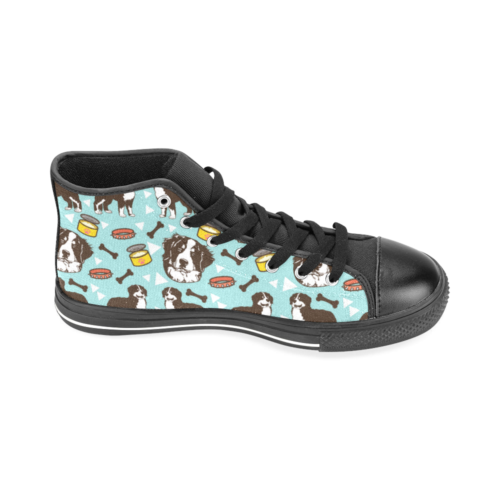 Bernese Mountain Pattern Black Men’s Classic High Top Canvas Shoes /Large Size - TeeAmazing