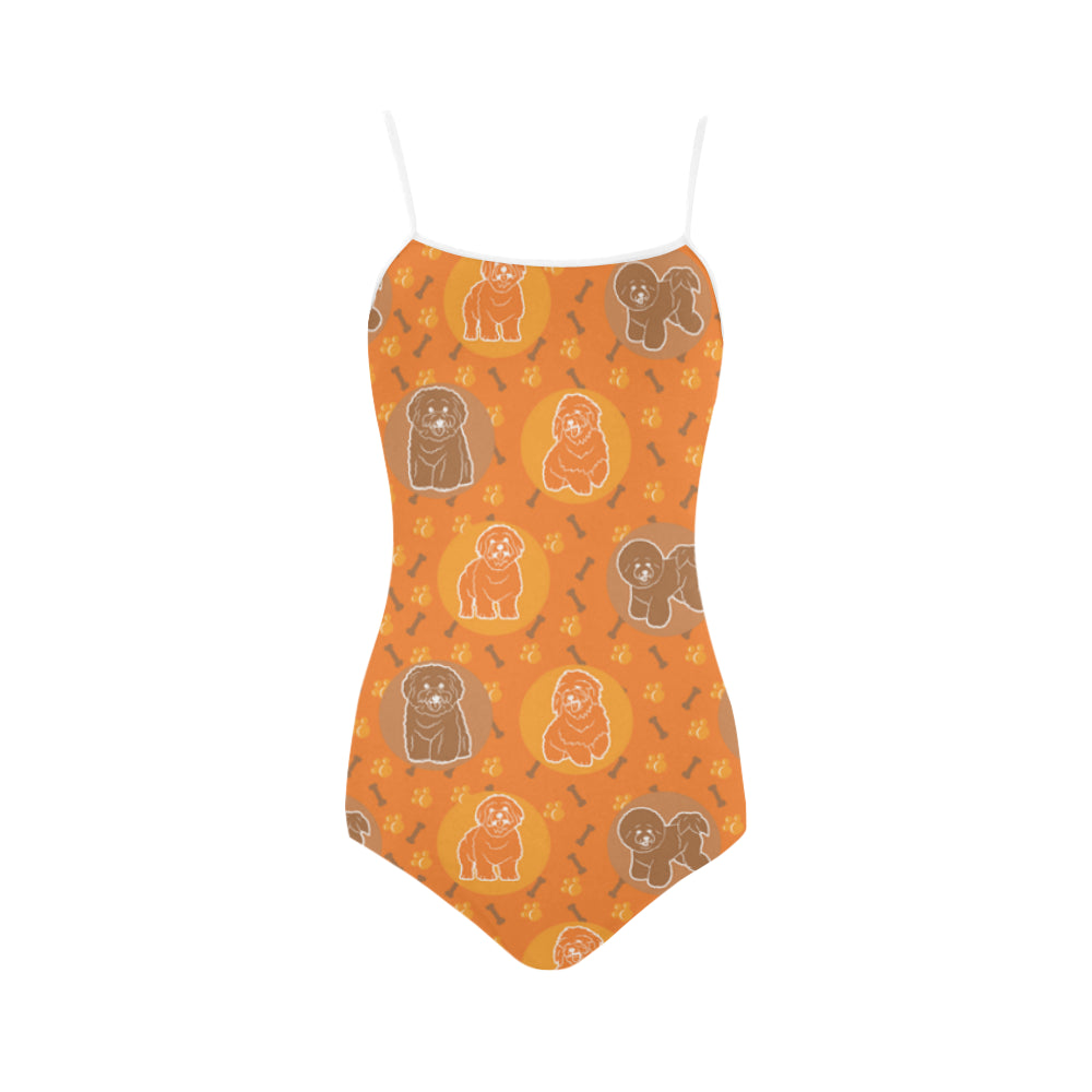 Bichon Frise Pattern Strap Swimsuit - TeeAmazing