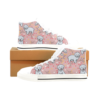 Maltipoo Flower White Men’s Classic High Top Canvas Shoes /Large Size - TeeAmazing