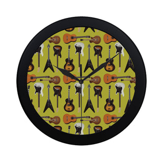 Guitar Pattern Black Circular Plastic Wall clock - TeeAmazing