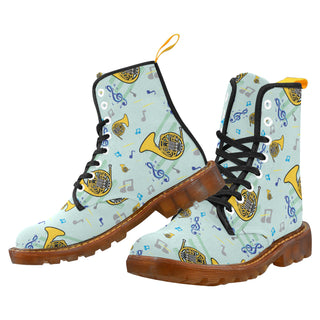 French Horn Pattern Black Boots For Women - TeeAmazing