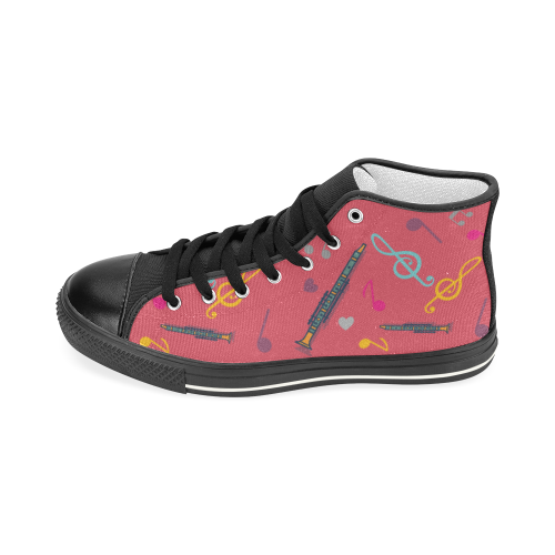Clarinet Pattern Black Women's Classic High Top Canvas Shoes - TeeAmazing