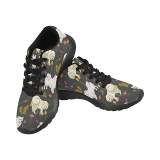 American Eskimo Dog Flower Black Sneakers for Women - TeeAmazing