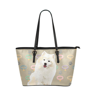 American Eskimo Dog Leather Tote Bag/Small - TeeAmazing
