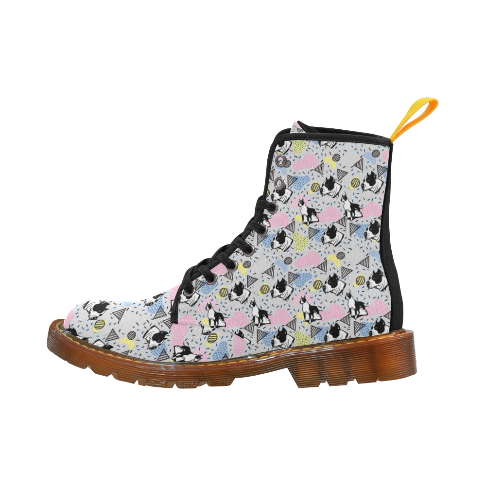 American Staffordshire Terrier Pattern Black Boots For Women - TeeAmazing