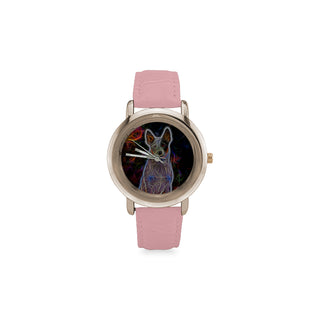 Australian Cattle Dog Glow Design 2 Women's Rose Gold Leather Strap Watch - TeeAmazing