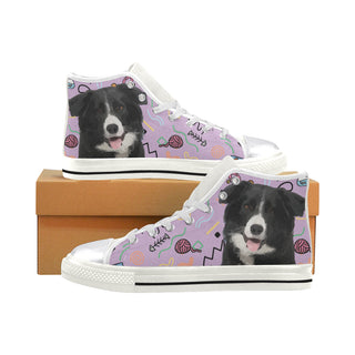 Border Collie White Women's Classic High Top Canvas Shoes - TeeAmazing