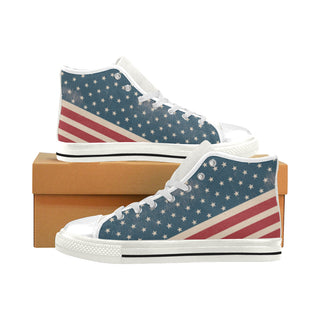 4th July V2 White Men’s Classic High Top Canvas Shoes - TeeAmazing