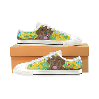 Chocolate Lab White Low Top Canvas Shoes for Kid - TeeAmazing
