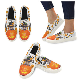 Jack Russell Halloween White Women's Slip-on Canvas Shoes - TeeAmazing
