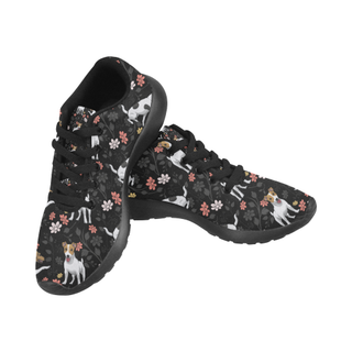 Jack Russell Terrier Flower Black Sneakers Size 13-15 for Men - TeeAmazing