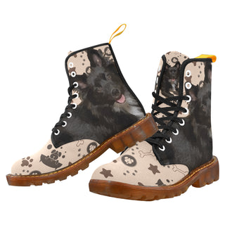 Schip-A-Pom Dog Black Boots For Women - TeeAmazing