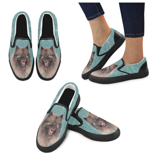 Keeshond Lover Black Women's Slip-on Canvas Shoes - TeeAmazing