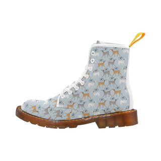 Italian Greyhound Pattern White Boots For Women - TeeAmazing