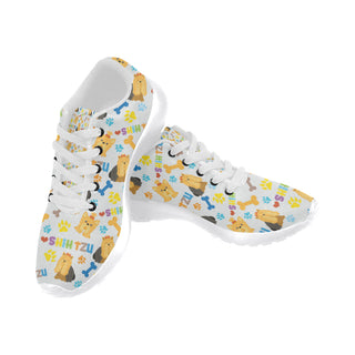 Shih Tzu Pattern White Sneakers for Men - TeeAmazing