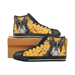 Boston Terrier Black Men’s Classic High Top Canvas Shoes /Large Size - TeeAmazing