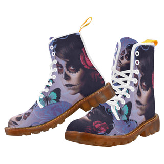 Sugar Skull Candy White Boots For Men - TeeAmazing