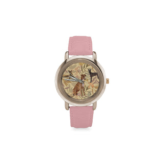 Greyhound Lover Women's Rose Gold Leather Strap Watch - TeeAmazing