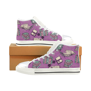 Book Lover White High Top Canvas Shoes for Kid - TeeAmazing