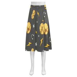 Cymbals Pattern Mnemosyne Women's Crepe Skirt (Model D16) - TeeAmazing