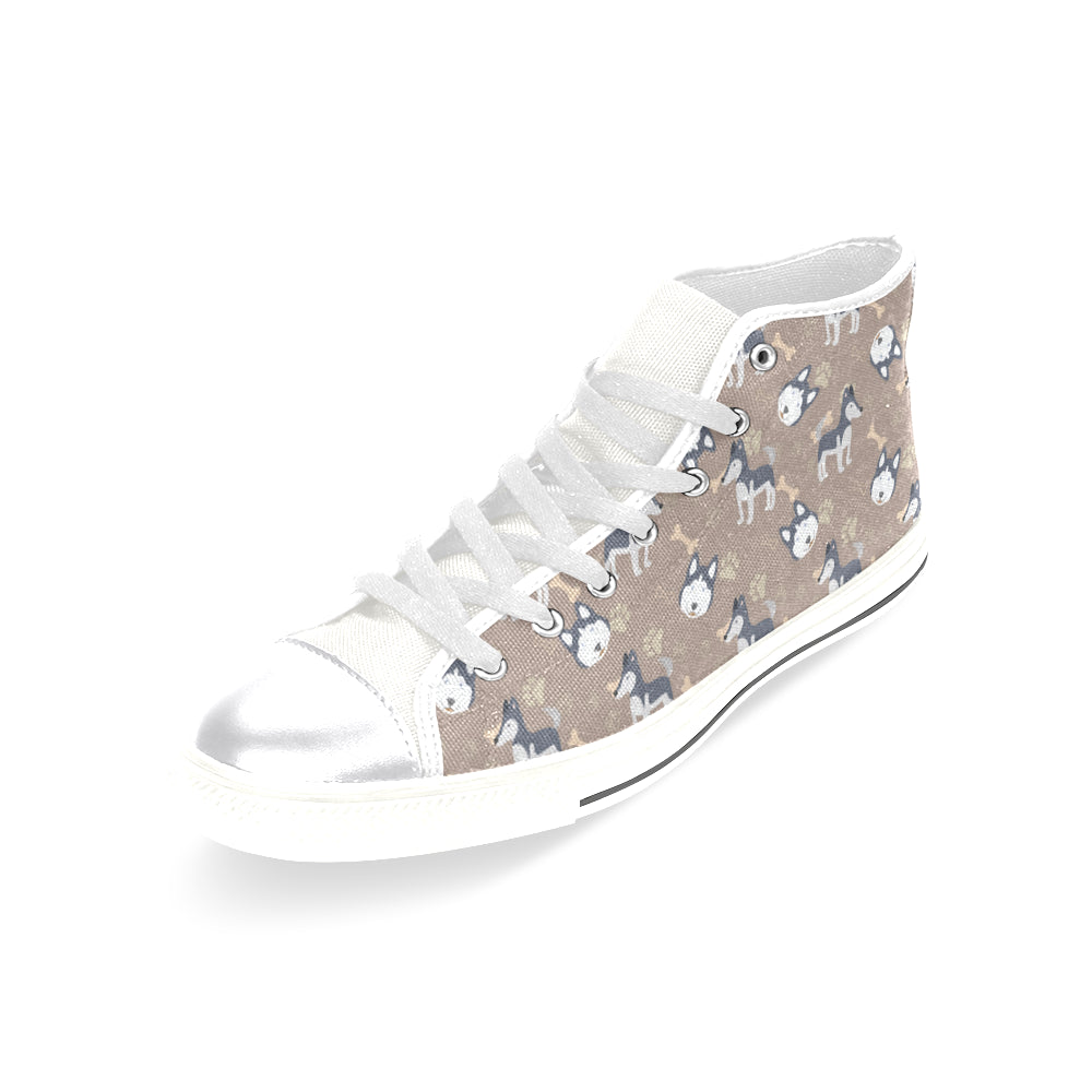 Siberian Husky Pattern White Women's Classic High Top Canvas Shoes - TeeAmazing