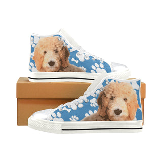 Goldendoodle White High Top Canvas Women's Shoes/Large Size - TeeAmazing