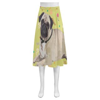 Pug Mnemosyne Women's Crepe Skirt (Model D16) - TeeAmazing