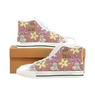 Labradoodle Flower White High Top Canvas Shoes for Kid (Model 017) - TeeAmazing