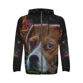 Beagle Glow Design 2 All Over Print Full Zip Hoodie for Men - TeeAmazing