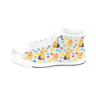 Shih Tzu Pattern White Men’s Classic High Top Canvas Shoes /Large Size - TeeAmazing