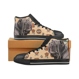 Neapolitan Mastiff Dog Black High Top Canvas Women's Shoes/Large Size - TeeAmazing