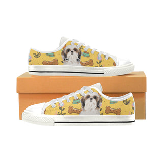 Shih Tzu Dog White Low Top Canvas Shoes for Kid - TeeAmazing