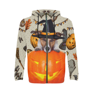 Jack Russell Halloween All Over Print Full Zip Hoodie for Men - TeeAmazing