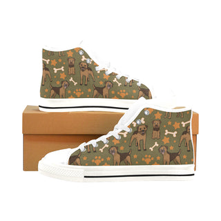 Border Terrier Pattern White Men’s Classic High Top Canvas Shoes /Large Size - TeeAmazing