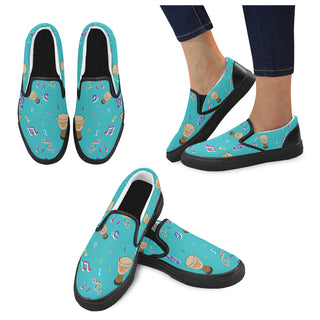 Percussion Pattern Black Women's Slip-on Canvas Shoes - TeeAmazing