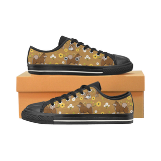 Eurasier Flower Black Canvas Women's Shoes/Large Size (Model 018) - TeeAmazing