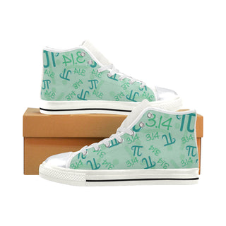 Pi Pattern White High Top Canvas Women's Shoes/Large Size - TeeAmazing