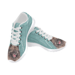 Keeshond Lover White Sneakers Size 13-15 for Men - TeeAmazing