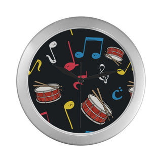 Snare Drum Pattern Silver Color Wall Clock - TeeAmazing
