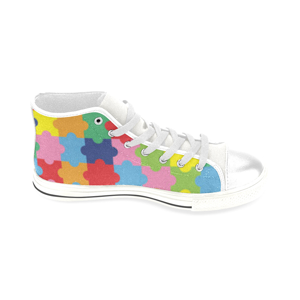 Autism White Men’s Classic High Top Canvas Shoes - TeeAmazing