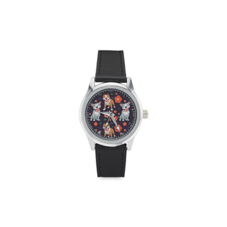 Pit bull Flower Kid's Stainless Steel Leather Strap Watch - TeeAmazing