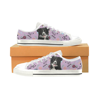 Border Collie White Low Top Canvas Shoes for Kid - TeeAmazing