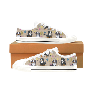 Bernese Mountain Flower White Men's Classic Canvas Shoes/Large Size - TeeAmazing
