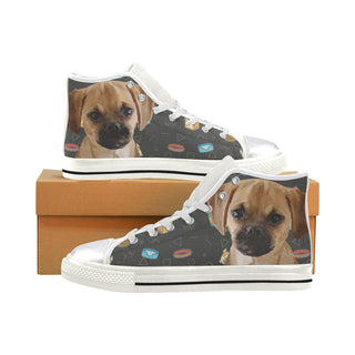 Puggle Dog White Women's Classic High Top Canvas Shoes - TeeAmazing
