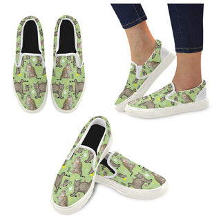 American Bobtail White Women's Slip-on Canvas Shoes - TeeAmazing