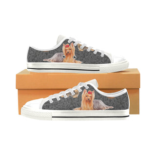 Yorkie Lover White Low Top Canvas Shoes for Kid - TeeAmazing